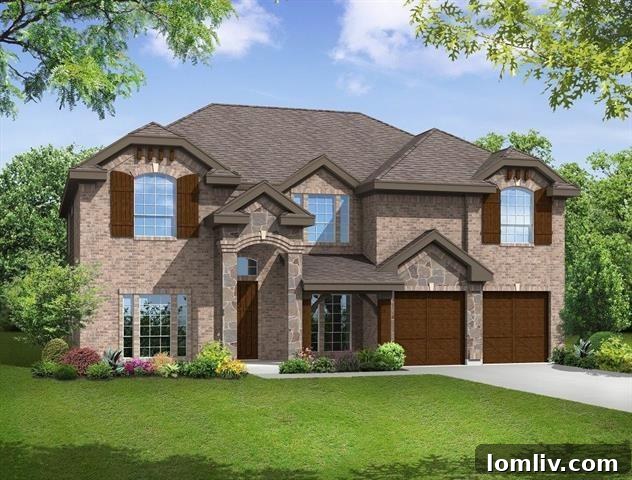 Elegant new construction home with an expansive front lawn in Woodcreek.