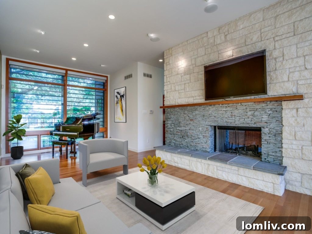 Detailed shot of the home's exterior, highlighting its contemporary architecture