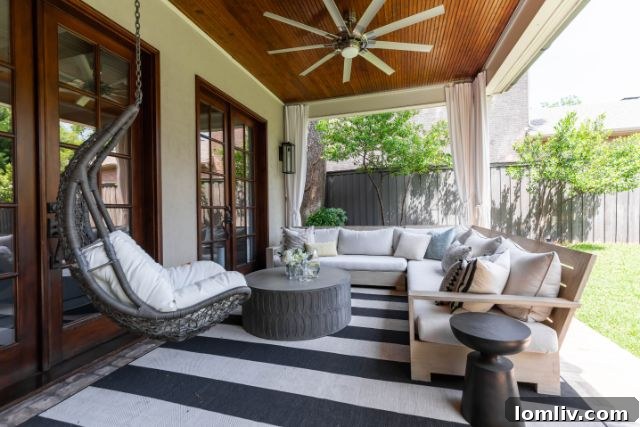 ML Interiors: Crafting Your Outdoor Oasis 9 Outdoor ceiling fan enhancing comfort on a patio