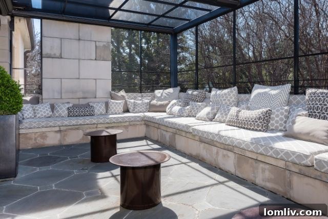 University Park Georgian Estate: A Rich Tapestry of History 25 HG-FACADE-OVERHEAD: Serene Outdoor Seating Area by the Fire Pit