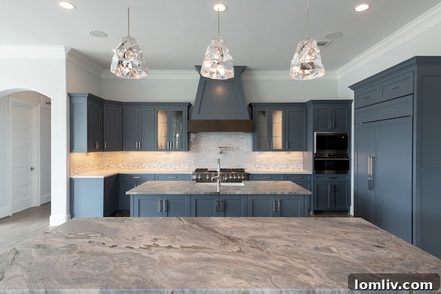 Detailed view of a gourmet custom kitchen by Bella Custom Homes