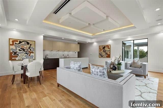 Elegant dual staircase in a grand foyer