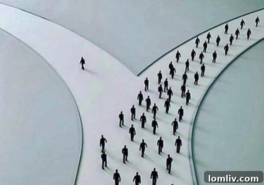 Person looking away from a crowd, symbolizing independent market decision-making