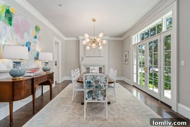 Belclaire's Radiant French Charm 5 Formal Dining Room with French Doors and Custom Fireplace at 4536 Belclaire Avenue