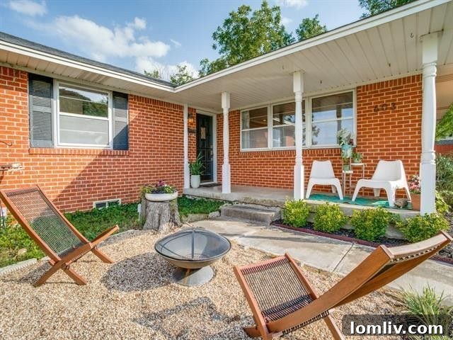Inviting front porch of the East Dallas bungalow, perfect for enjoying the sunrise.