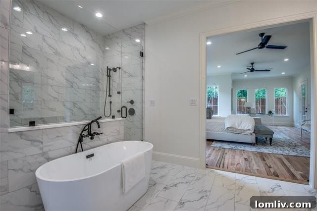 Modern Bathroom with Freestanding Bathtub and Large Window