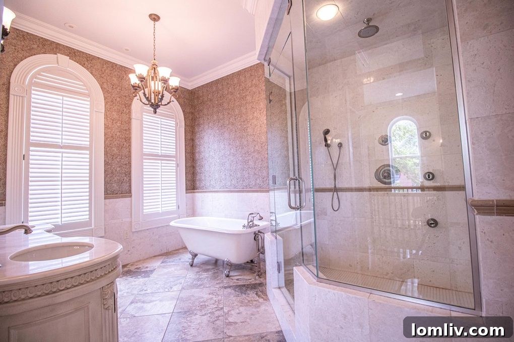 Luxurious clawfoot bathtub in a spacious, updated bathroom