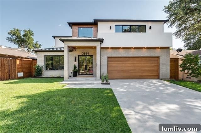 Modern custom home exterior in Midway Hollow, Dallas