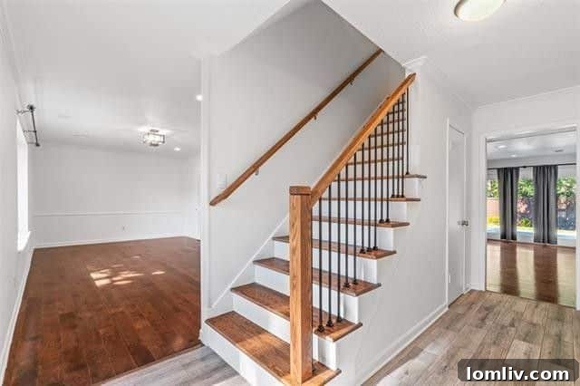 Bright and open living space with a contemporary brick fireplace