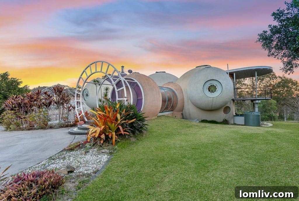 The Bubble House exterior, a unique dome home in Karalee, Australia
