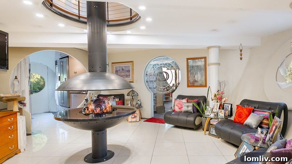 Hallway or transition space within The Bubble House, showcasing the smooth, curved surfaces
