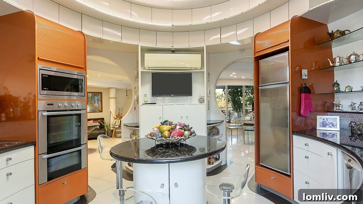 The unique kitchen crafted by a boat builder within The Bubble House