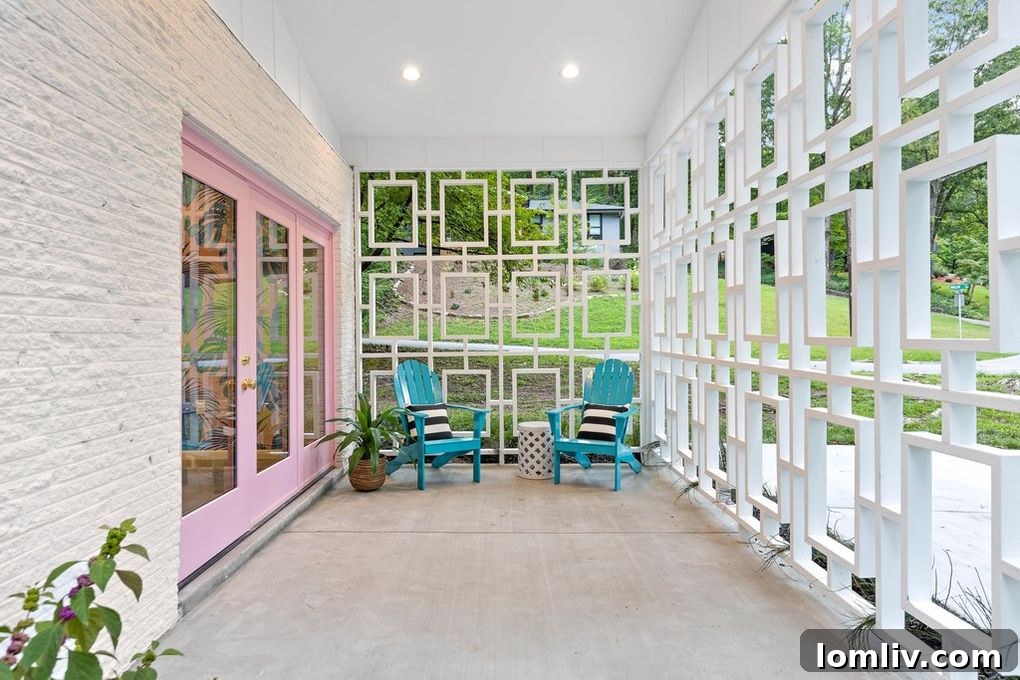 Midcentury Modern Back Patio Overlooking Yard