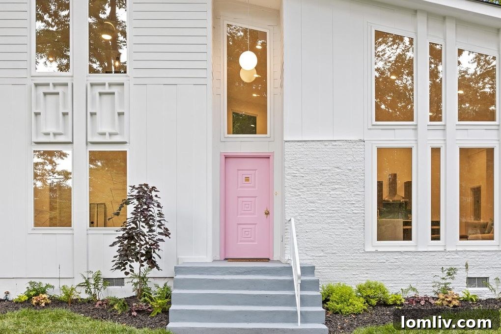 Pink Front Door Midcentury Modern Chattanooga