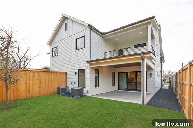 Lush, private backyard space with a spacious covered porch