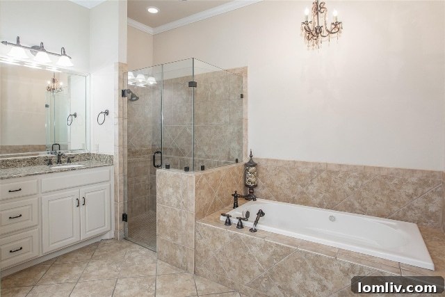 Discover Assured Elegance in Fort Worth's Giverny 6 Luxurious Master Bathroom with Deep Soaking Tub in Giverny