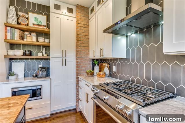 Modern bathroom with stylish tiling and vanity