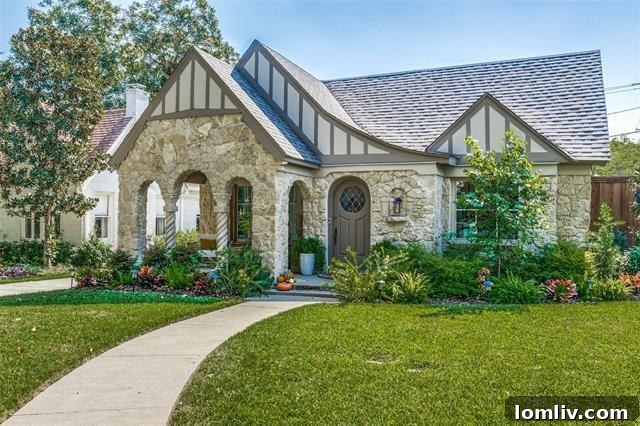 Charming Tudor home exterior on Lakeshore Drive, Dallas