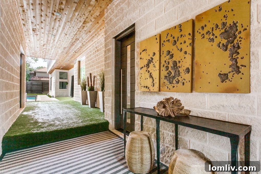 Modern home interior with breezeway view