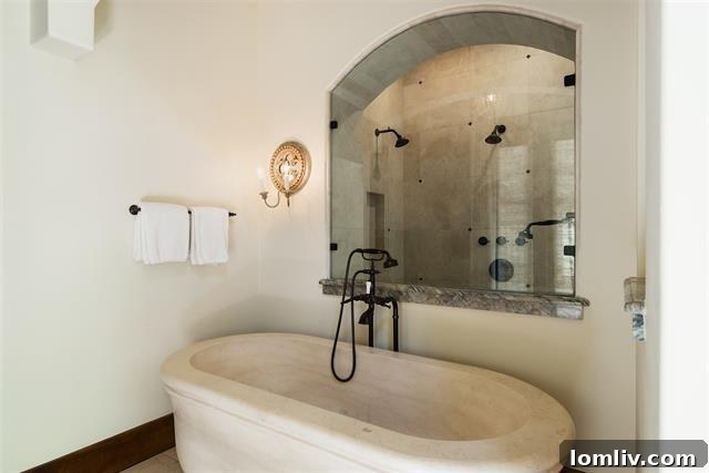 Görkemli Akdeniz Rönesansı Malikane 17 Honed Limestone Bathtub