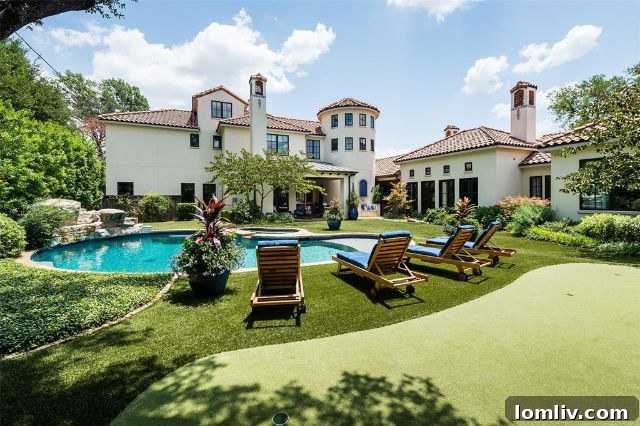 Görkemli Akdeniz Rönesansı Malikane 23 Outdoor Kitchen and Fireplace Dallas