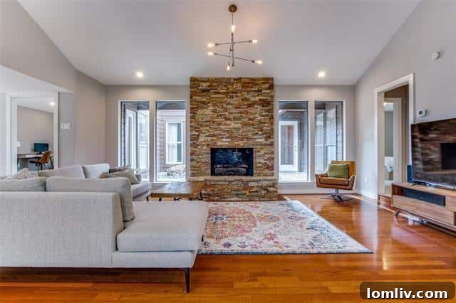 Far North Dallas Digs Where Every Angle Clicks 5 Bright and spacious great room with vaulted ceilings and pool views in Dallas