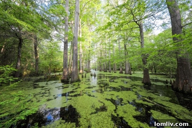 Scenic view of the Lower Bayou property with cypress trees and serene water, perfect for a private retreat