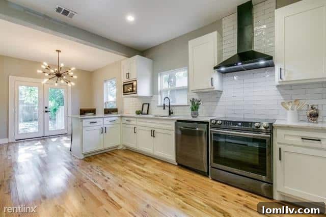 Close-up of modern kitchen appliances or a dining nook in the updated North Oak Cliff residence.