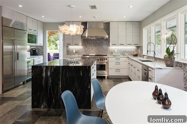 Elegant Dining Area leading to Den with Bar in North Dallas Luxury Home