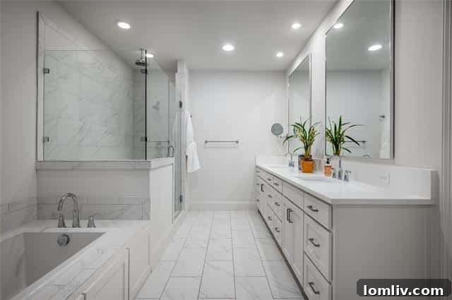 Luxurious bathroom with sleek design and modern amenities