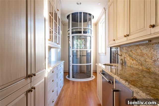 An Italian Renaissance Gem Atop the River Crest 12 Pneumatic elevator within the multi-level home