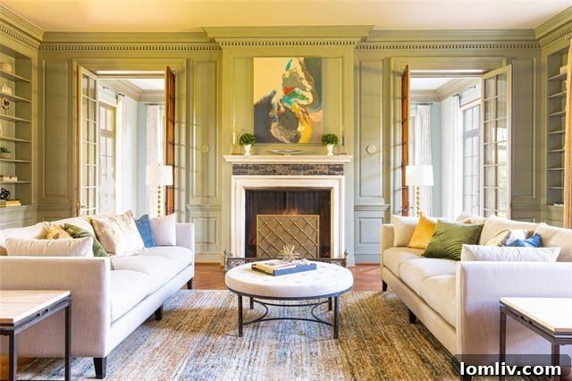 An Italian Renaissance Gem Atop the River Crest 5 Interior living space of the Italian Renaissance villa, professionally staged