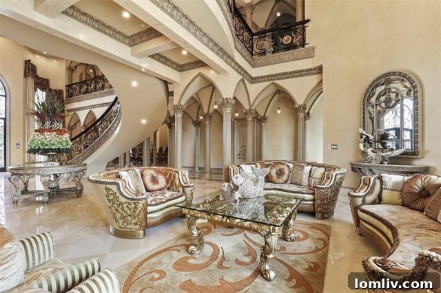 Elegant façade and manicured grounds of the Plano luxury mansion