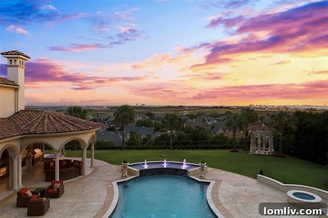 Architectural details of the impressive Plano estate exterior