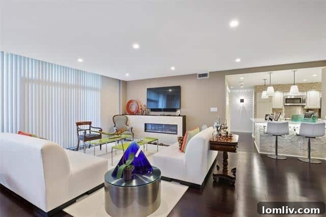 Modern High-Rise Interior with Vibrant Art and Clean Lines