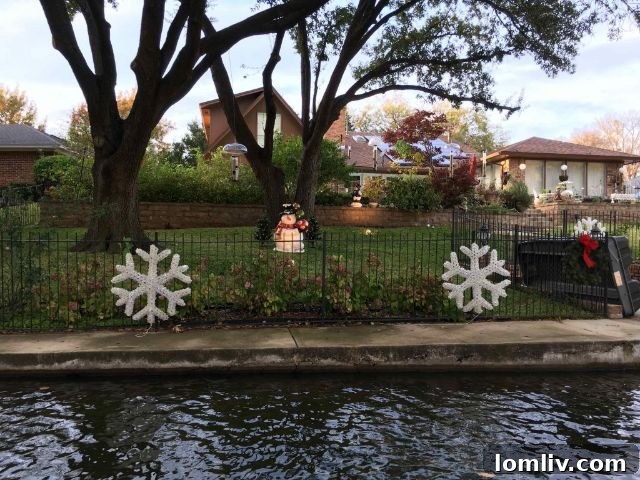 Colorful Christmas Lights Reflecting on Lake Interlochen Canals