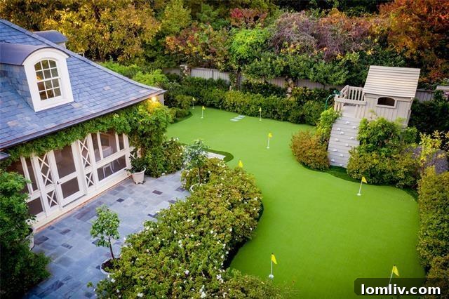 Private Putting Green and Playhouses in the Estate Garden