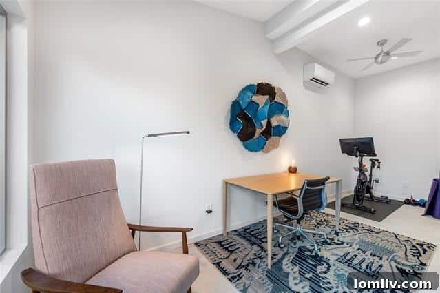 Air-conditioned home gym connected to the garage