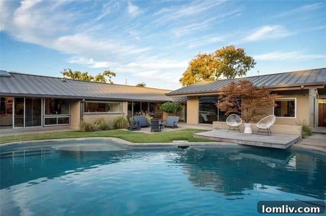 Serene backyard view with lush landscaping