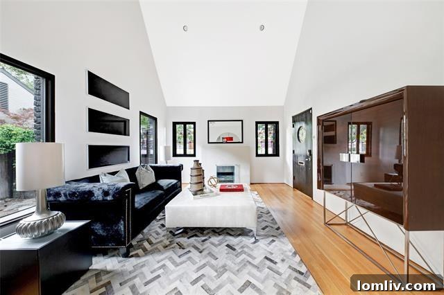 Spacious Living Room with Vaulted Ceilings