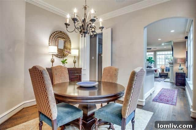 Luxurious interior of an Oak Lawn townhouse with hand-scraped hardwoods.