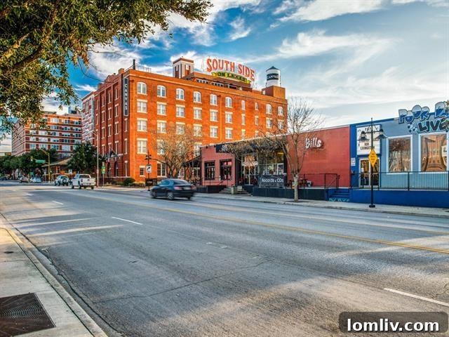 The elegant and inviting exterior of 1379 Arch Place, showcasing its modern architecture and prominent presence in the dynamic Cedars District of Dallas.