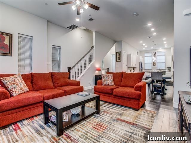 The stunning modern interior of 1379 Arch Place, featuring contemporary styling, high-end upgrades, and an open layout perfect for urban living and quick access to downtown Dallas.