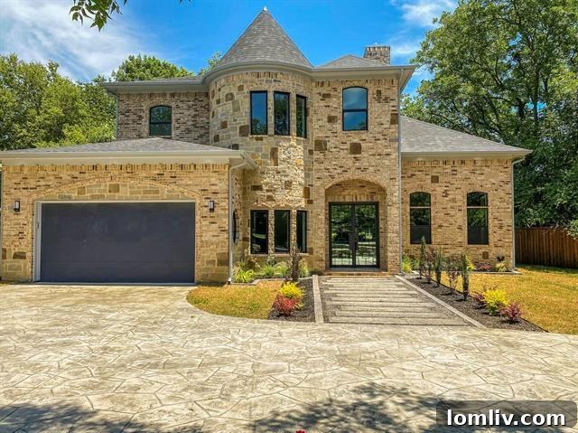Elegant iron and mirrored glass front door of a luxury Dallas home