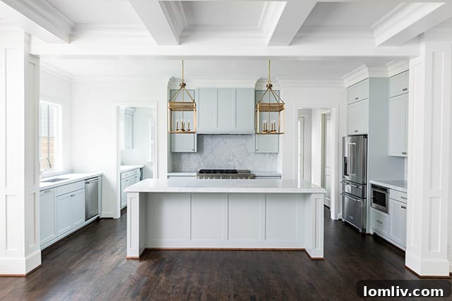 Kitchen with robin's egg blue cabinetry, offering a soft yet distinctive color trend