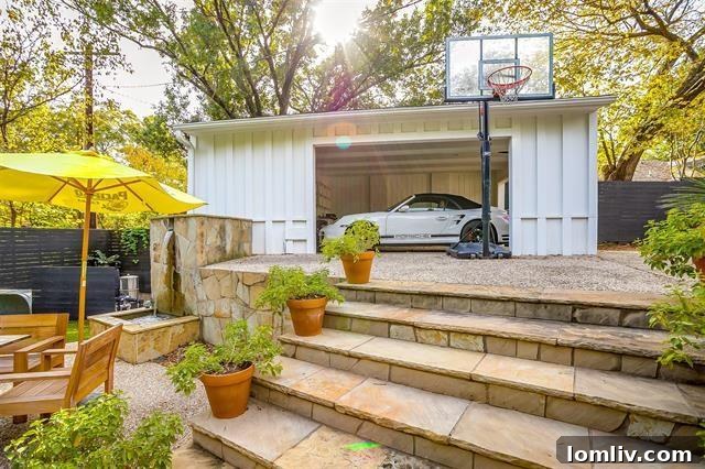 Midcentury Brilliance: A Home That Colors Your World with Joy 5 Expansive backyard featuring a sparkling pool, mature Japanese maple trees, and an open-air carport