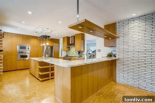 Midcentury Brilliance: A Home That Colors Your World with Joy 6 Outdoor entertaining area with a stylish dark wood horizontal fence providing privacy and a modern aesthetic