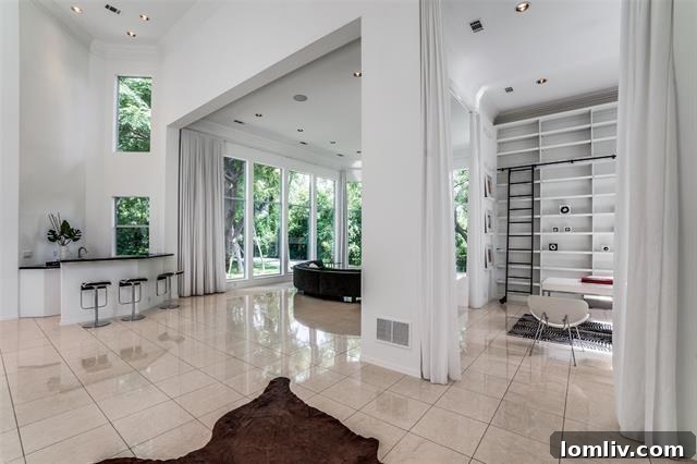 Luxurious master bathroom with marble finishes and dual vanities