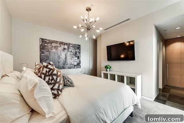 Elegant bedroom interior with ample light at W Residences Dallas