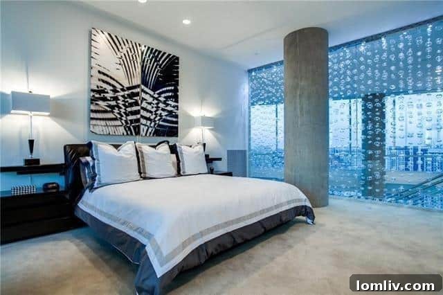 Spacious bedroom with city views in W Residences Dallas luxury condo